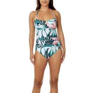 ❤️ New Anne Cole Blue and Pink Floral One Piece Swimsuit Size XL